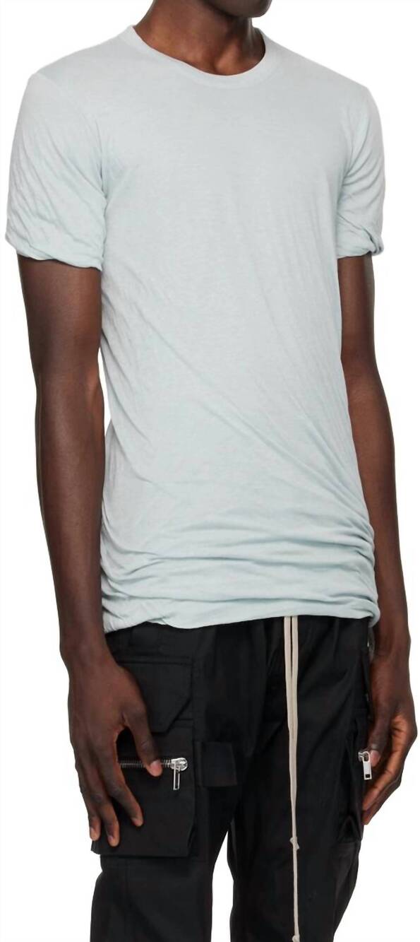 NEW RICK OWENS double short sleeve tee in pale blue